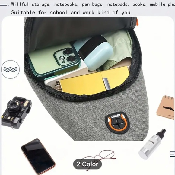 Durable Nylon Crossbody Chest Bag with Adjustable Strap, Lightweight Zip Closure - Picture 4 of 4